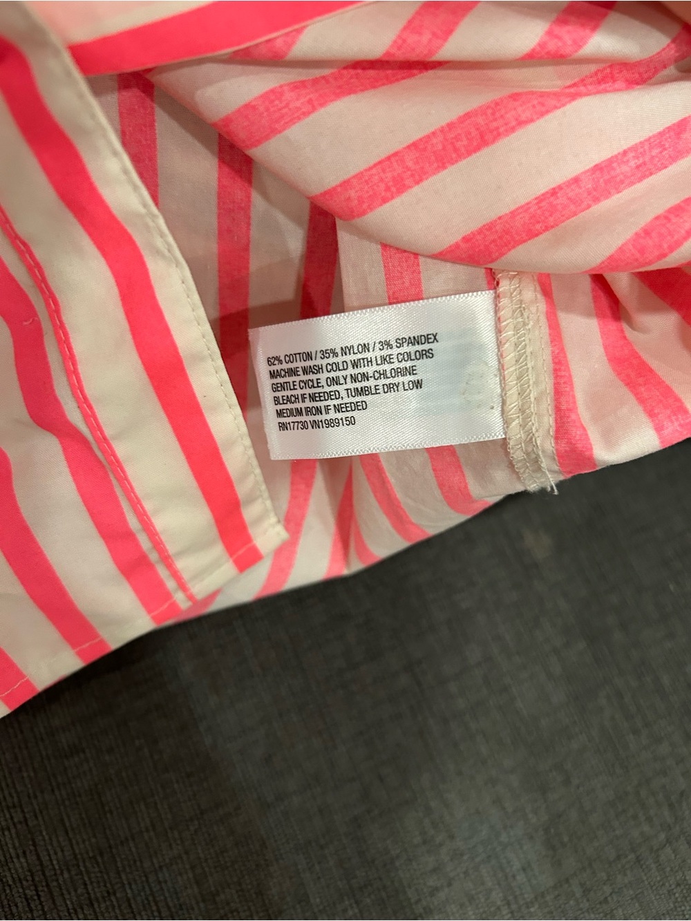 🚫 SOLD 🚫 A New Day Striped Neon Pink/Coral Collared Button Front Top Size Medium - Picture 6 of 7